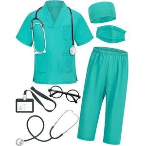 Doctor Costume for Kids Scrubs with Accessories,7Pcs Toddler Halloween Costume
